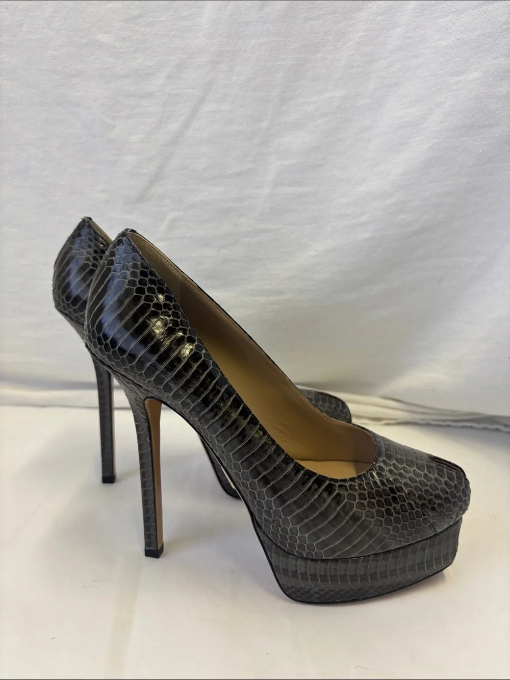 NWOB Michael Kors Collection Susana Snakeskin Platform Peep Toe Pumps